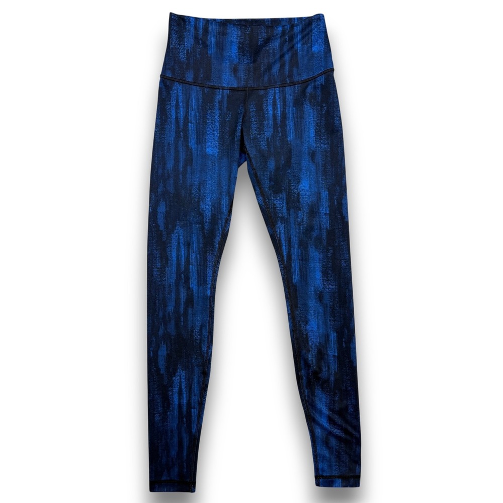 Lululemon Wunder Under Leggings Womens 4 Blue Brushstroke High Rise Full Length - Picture 1 of 7